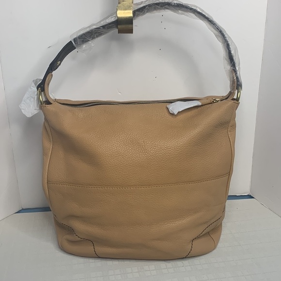 NWT orYANY Adele Colorblock Beige Brown Leather Hobo Bag - Picture 4 of 11